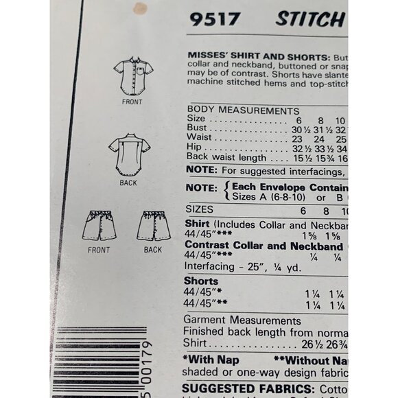 McCall's Misses Shirt Shorts Sewing Pattern sz 6-10 9517 - uncut - Picture 6 of 9